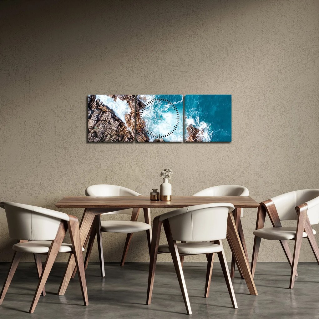 Tablou cu stânci și mare (cu ceas) (90x30 cm)
