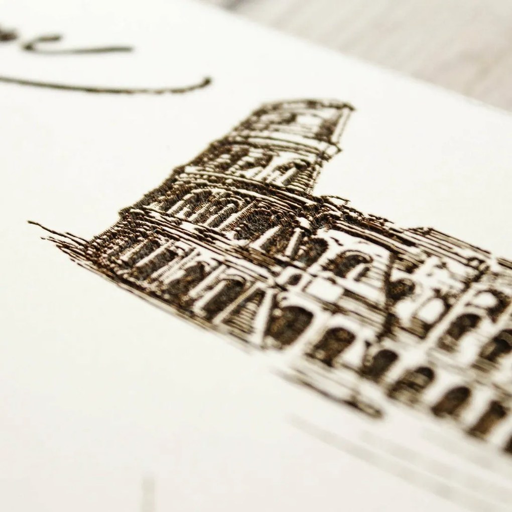 DUBLEZ | Tablou 3D gravat din lemn - Roma, Italia