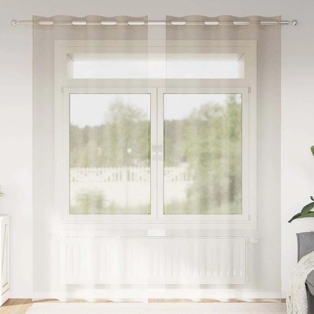 vidaXL Perdele cu perdele 2 pcs Nisip 140 x 225 cm Poliester