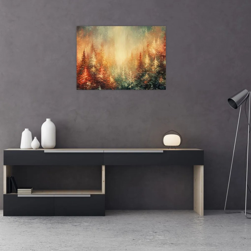 Tablou pe sticlă - Pictura de păduri (70x50 cm)