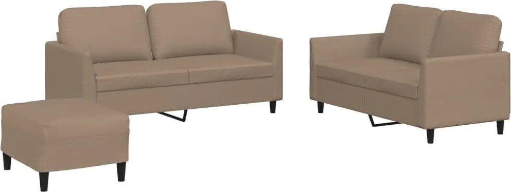vidaXL Set de canapele cu perne, 3 piese, cappuccino, piele ecologică