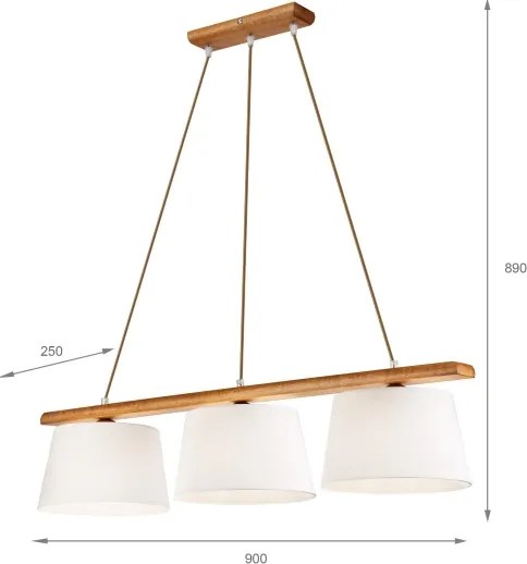 Pendul pe cablu AIDA 3xE27/60W/230V, Ø 25 cm, stejar
