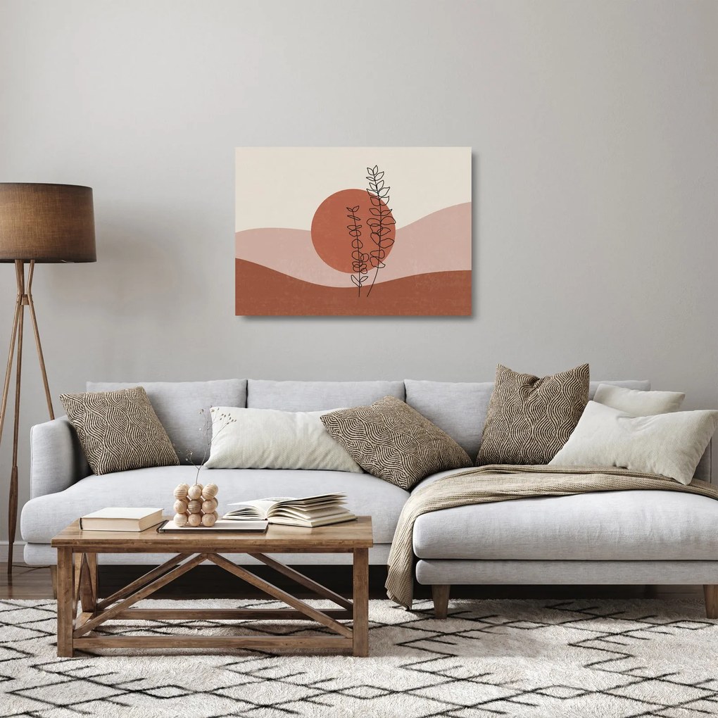 Tablou pe sticlă - Boho frunze N⁰1 (70x50 cm)