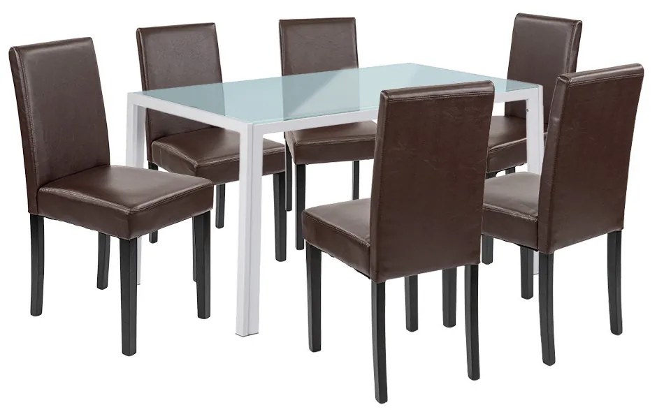 Set de masă Mira 6+1 alb-maro