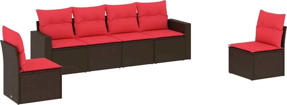 vidaXL Set canapele de grădină cu perne, 6 piese, maro, poliratan