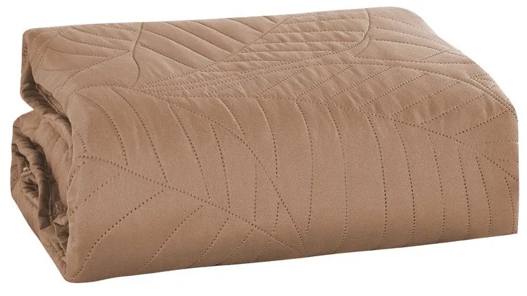 Cuvertura deschis maro pentru pat cu model LEAVES Dimensiune: 170 x 210 cm