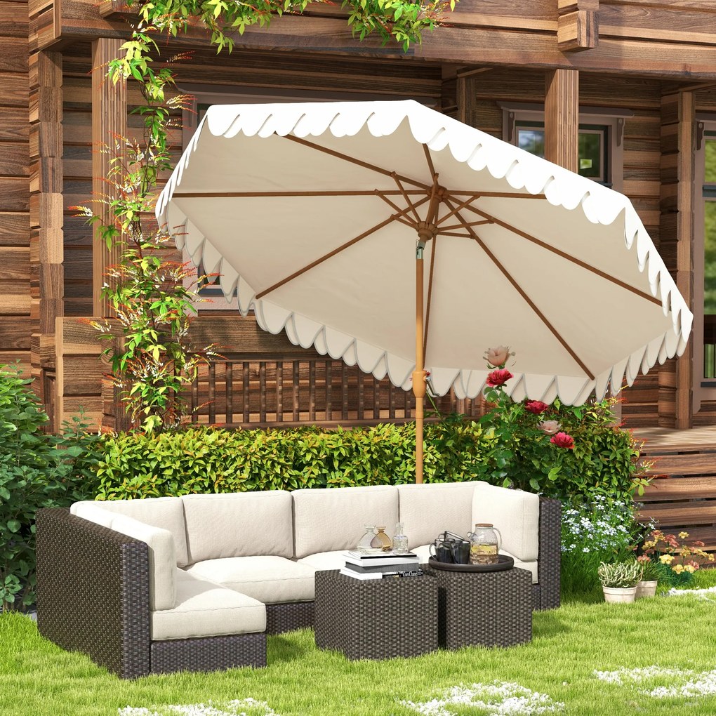 Outsunny Umbrelă de Grădină cu Deschidere cu Manivelă, Fald Dublu şi Înclinabil, 2.7x2.4 m, Alb Crem | Aosom Romania