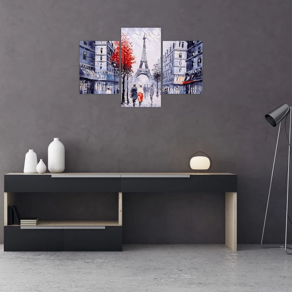 Tablou - Străzi din Paris, pictură în ulei (90x60 cm)