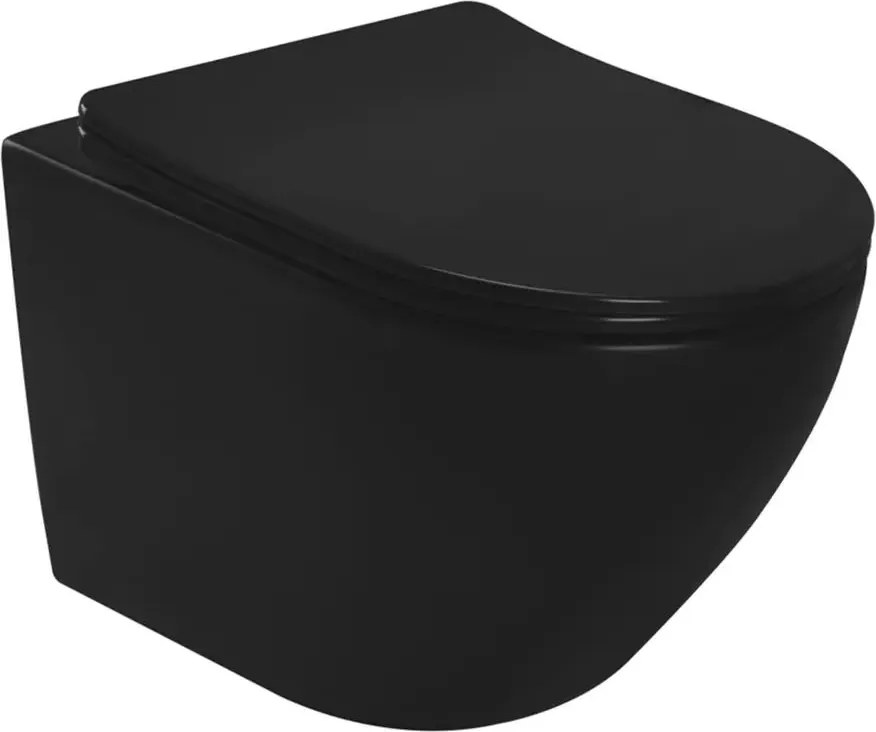 Set vas WC suspendat Rea Carlo Mini negru mat cu capac softclose