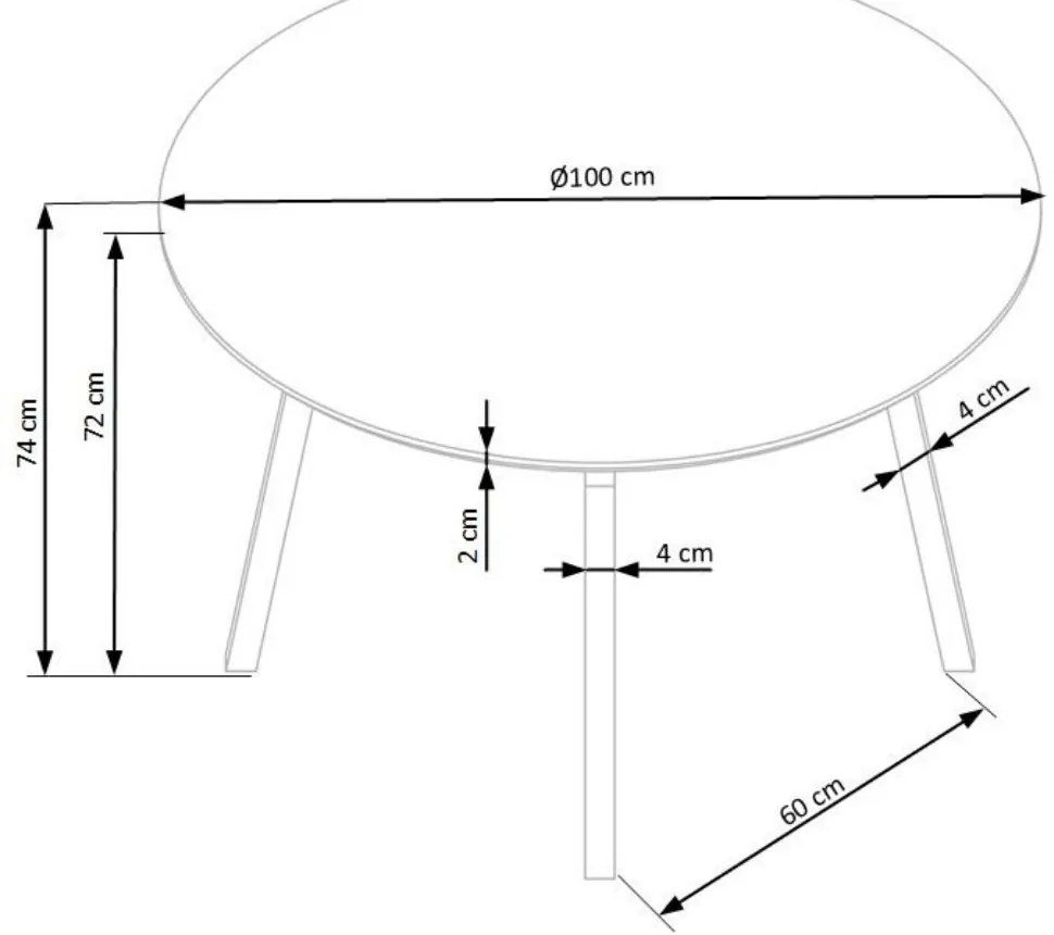 Masa de bucaterie Balrog rotunda, gri/negru