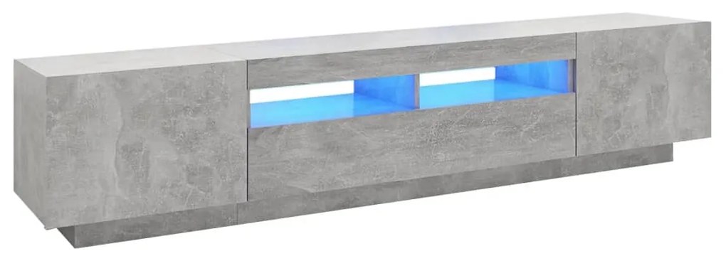 3081910 vidaXL Comodă TV cu lumini LED, gri beton, 200x35x40 cm