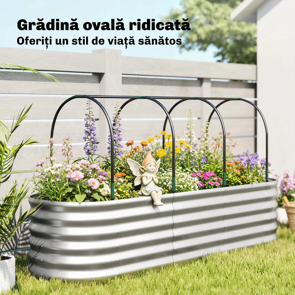 Outsunny Strat Înălțat de Grădină cu Seră și Jardinieră | Aosom Romania