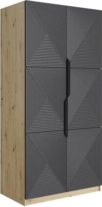 Dulap Asha 100 cm și mânere metalice - artisan / rivier piatra mat / mânere negre