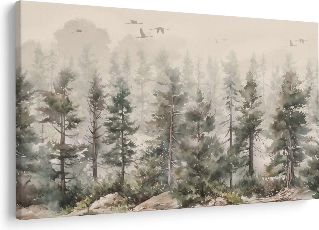 Tablou - Pădurea de pini I., aquarel (90x60 cm)