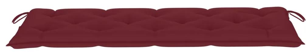 Banca gradina cu perna rosu vin, 150 cm, lemn masiv tec 1, bordo, 150 cm, Bordo