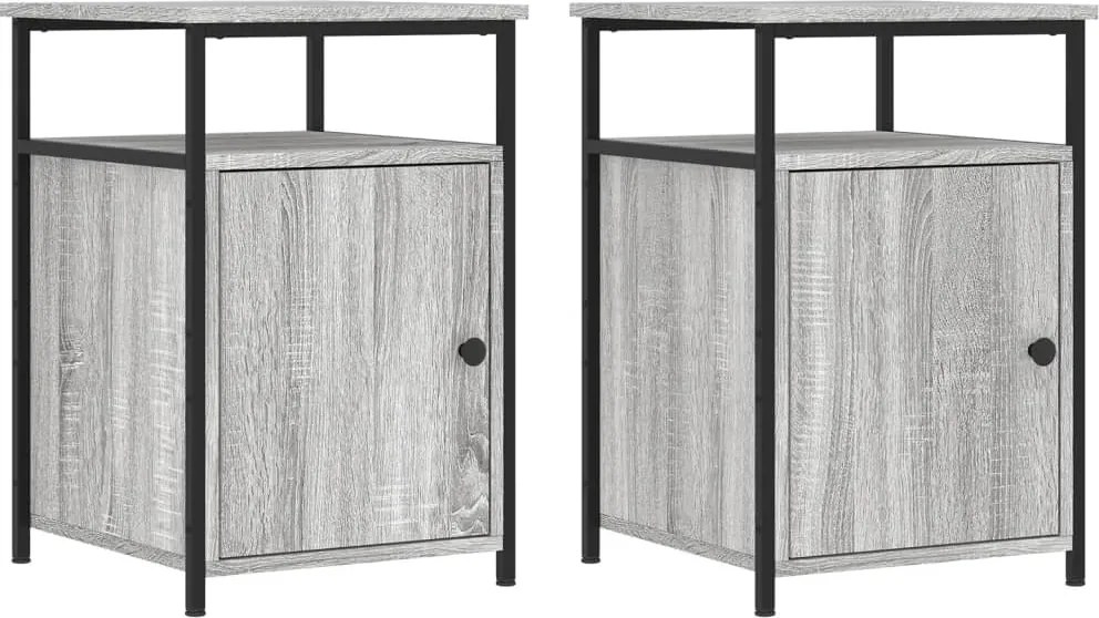 vidaXL Noptiere, 2 buc., gri sonoma, 40x42x60 cm, lemn prelucrat