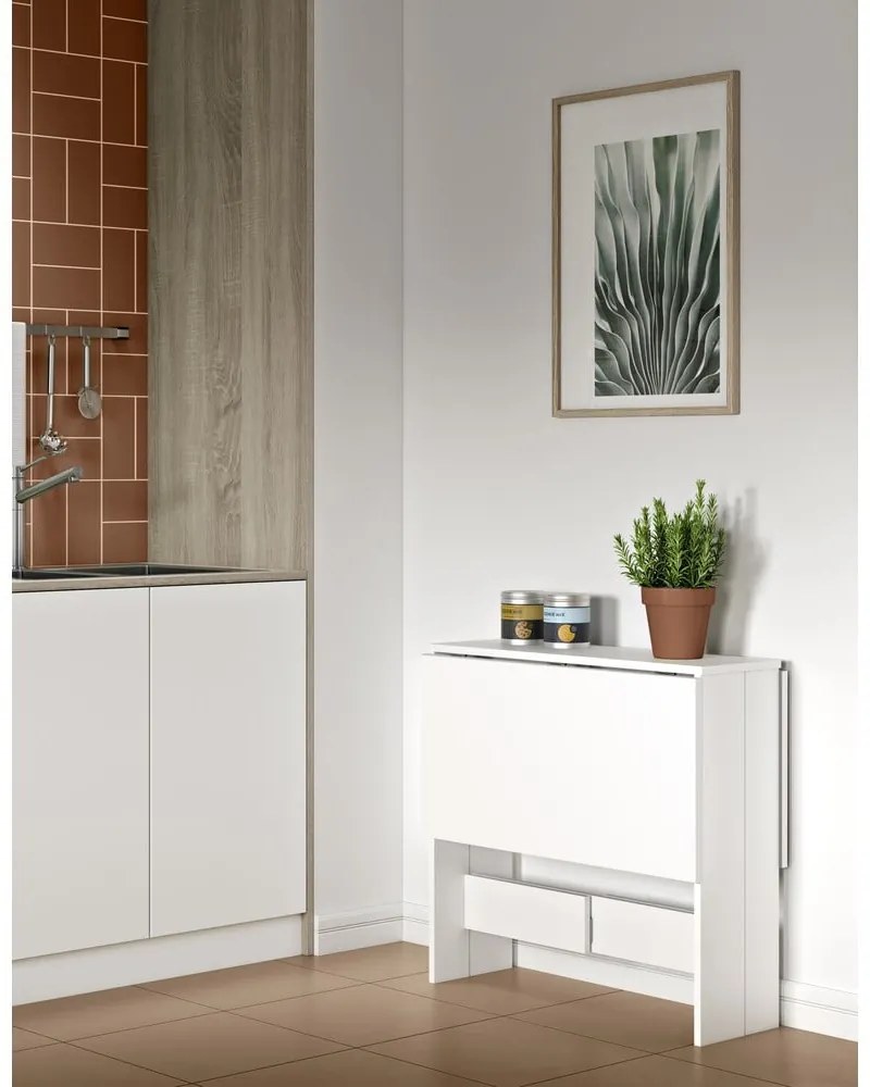 Masă de dining extensibilă cu blat alb 76x28 cm Papillon – TemaHome