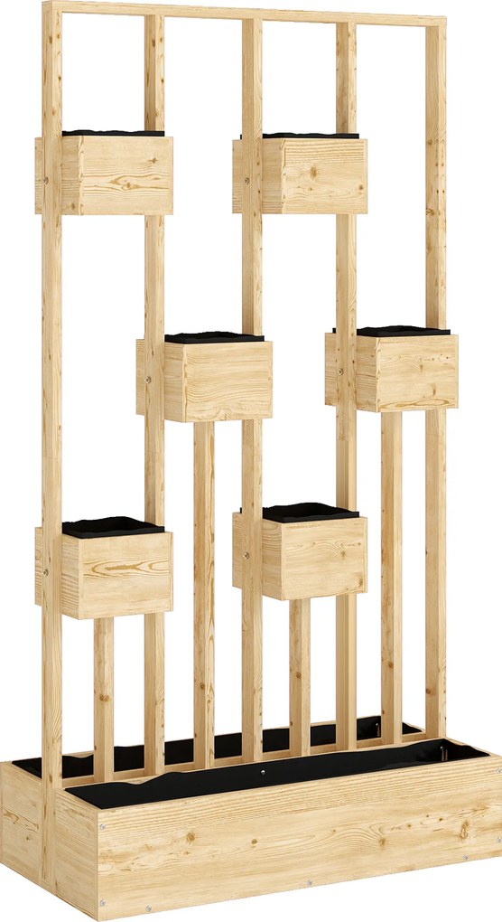 Outsunny Pat înălțat cu spalier, jardiniere din lemn, ghiveci 90 x 45 x 170 cm | Aosom Romania