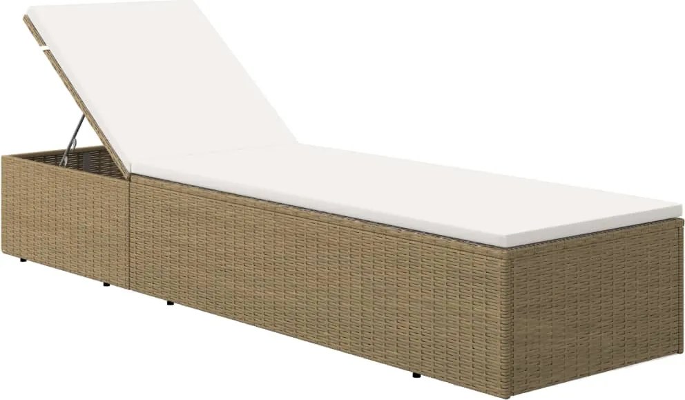 vidaXL Șezlong, maro și crem, poliratan