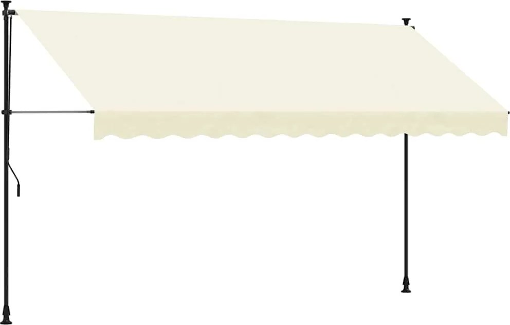 vidaXL Copertină retractabilă, crem, 350x150 cm, țesătură și oțel