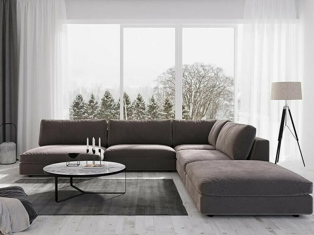 Colțar modular Seattle L123Maro, 350x340x87cm, Picioare: Plastic