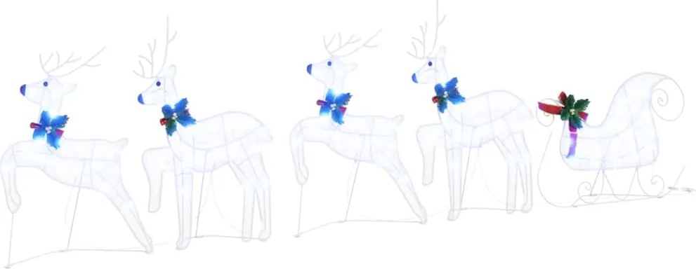 vidaXL Reni LED 5 pcs Alb țesătură