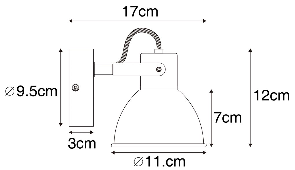 Spotlight industrial negru cu lemn inclinabil - Tommy