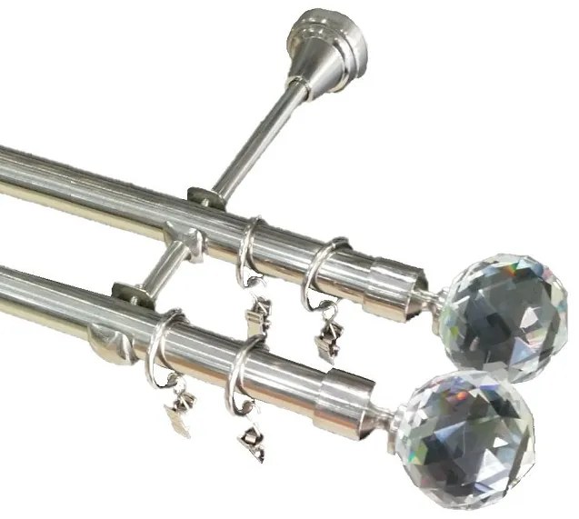 Galerie cristal dublu - 19/19 -dubla – inox (Alege marime: 140 cm)