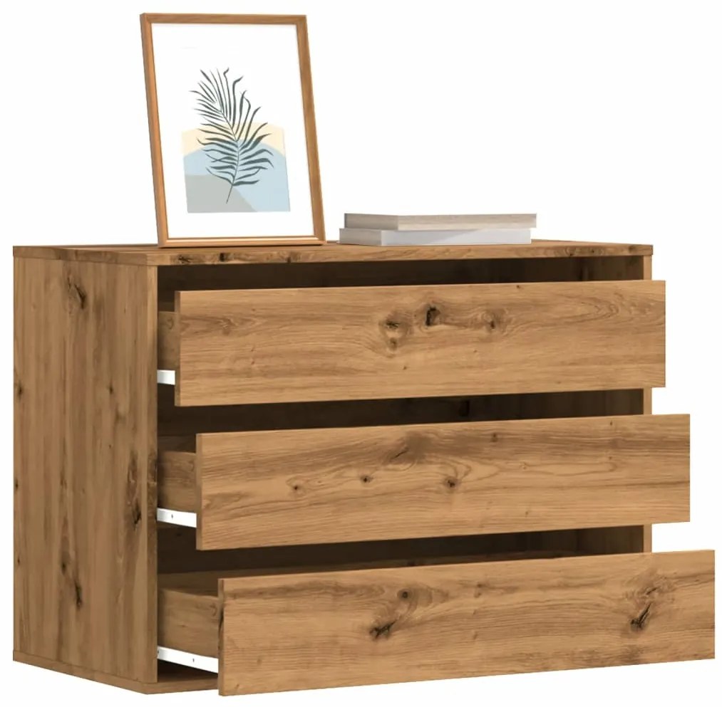 vidaXL Dulap colț sertare stejar artizanal 80x41x58 cm lemn prelucrat