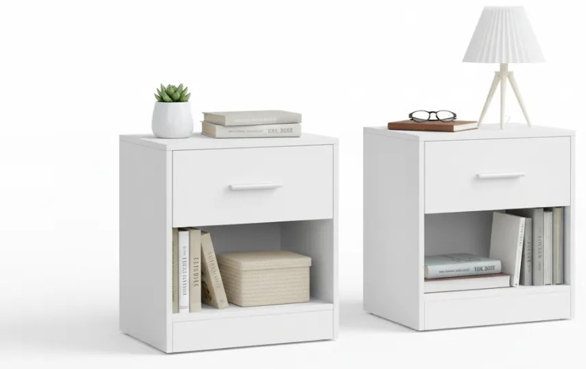 Noptiere NOVERA set 2 buc 39x28 cm, alb