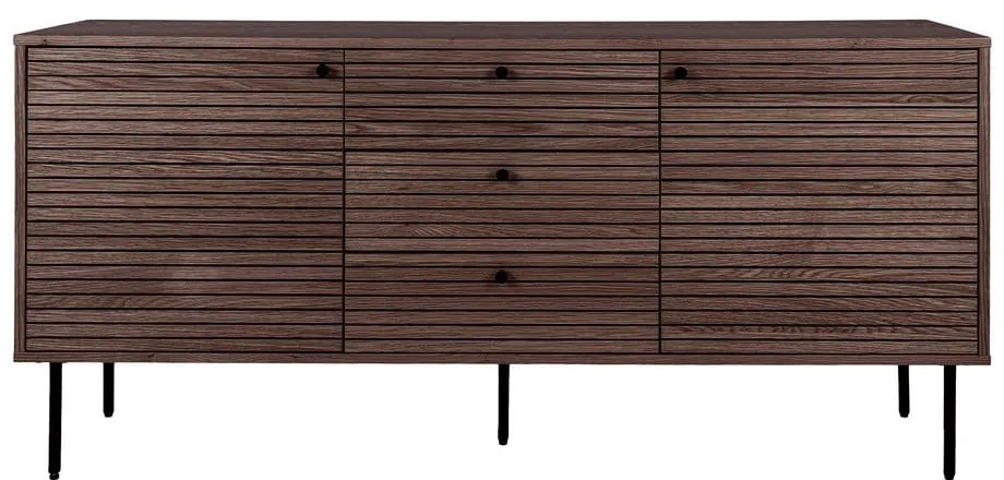 Comodă maro închis joasă cu aspect de lemn de stejar 150x74 cm Kyoto – House Nordic