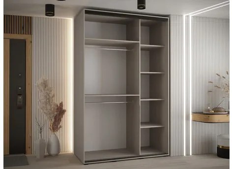 Dulap de haine cu uși culisante Foktra 3 150 (Cașmir + Negru) (cu oglindă). Promo -17%. 1105699