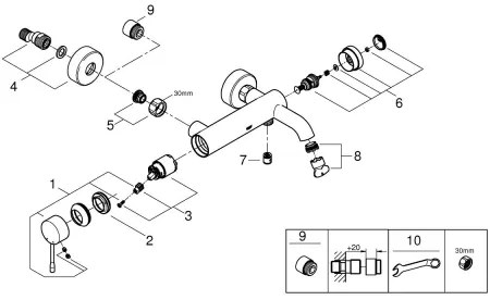 GROHE ESSENCE - baterie pentru cadă 193 mm, crom lucios (33624001)