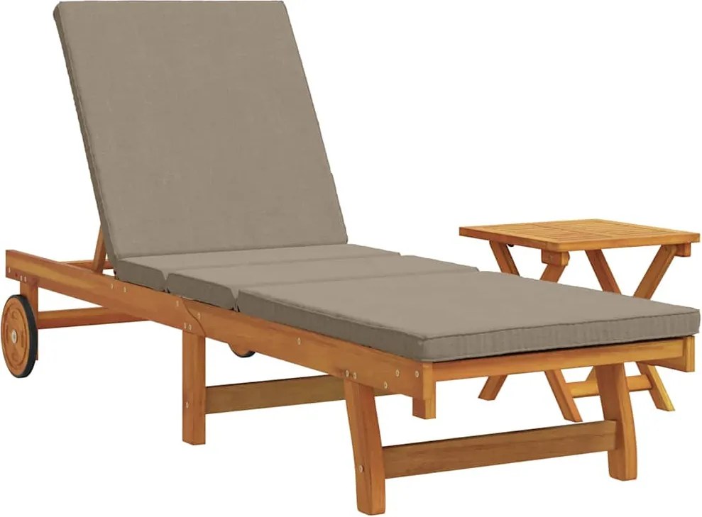 vidaXL Șezlong 1-persoană 2 pcs Maro Lemn Solid de Acacia