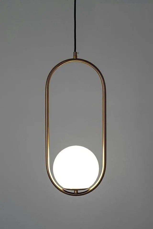 Lustra design miminalist, Metal auriu, Glob Sticla, AURELIA 50