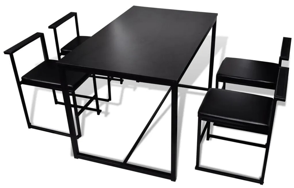 244269 vidaXL Set masă și scaune de bucătărie, negru, 5 piese