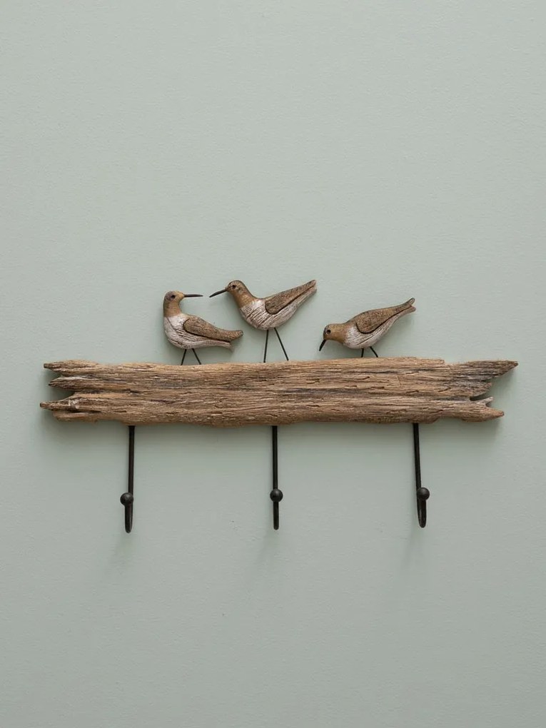 Cuier din lemn de paulownia, cu 3 agatatori, Birds