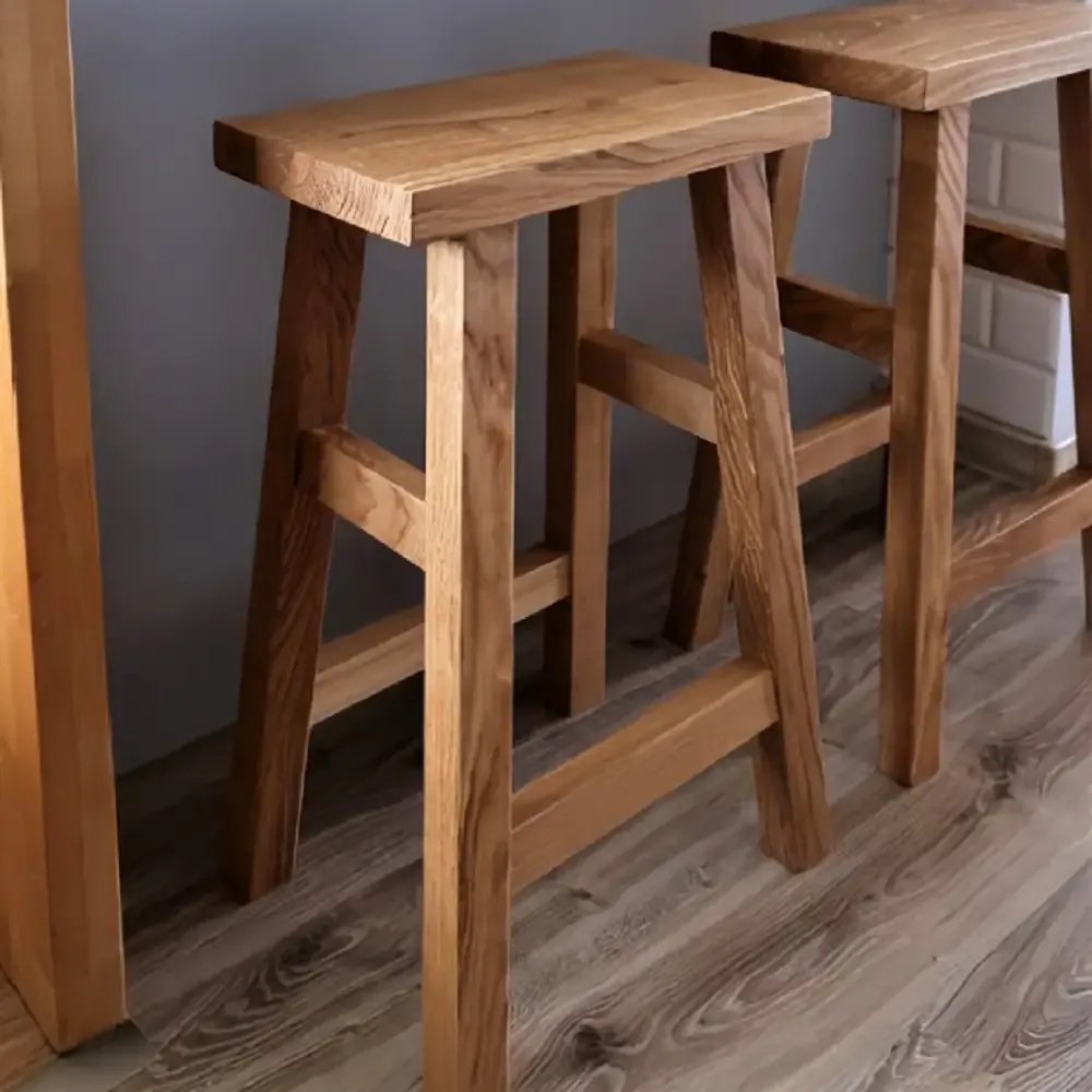 Scaun, taburet, din lemn culoare nuc ,40 cm