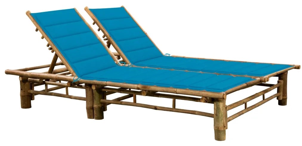 vidaXL Șezlong de 2 persoane, cu perne, bambus