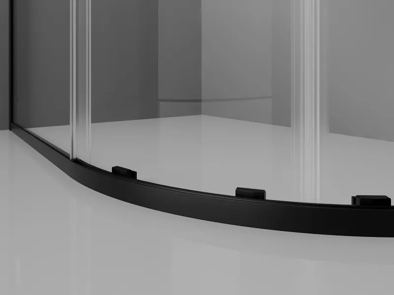 Mexen Exo cabină de duș semicirculară asimetrică de tip culisant 90 x 80 cm, transparent, negru - 8132-090-080-70-00