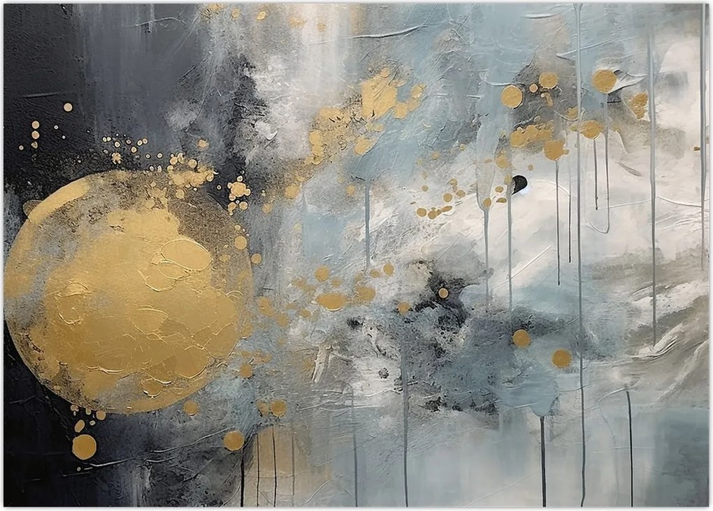 Tablou - Abstracție cu minge de aur (70x50 cm)