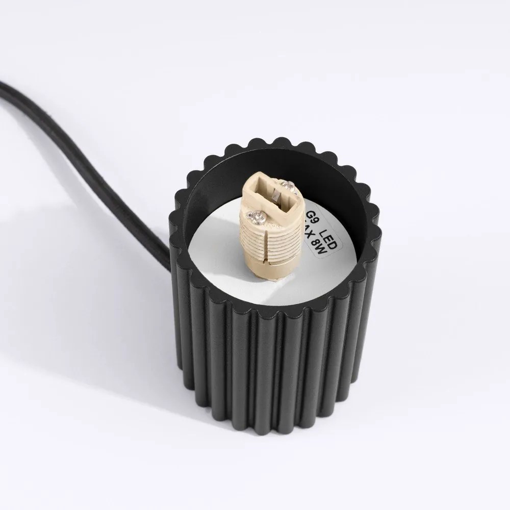 Veioză neagră cu abajur din sticlă (înălțime 19 cm) Orbital – Sollux