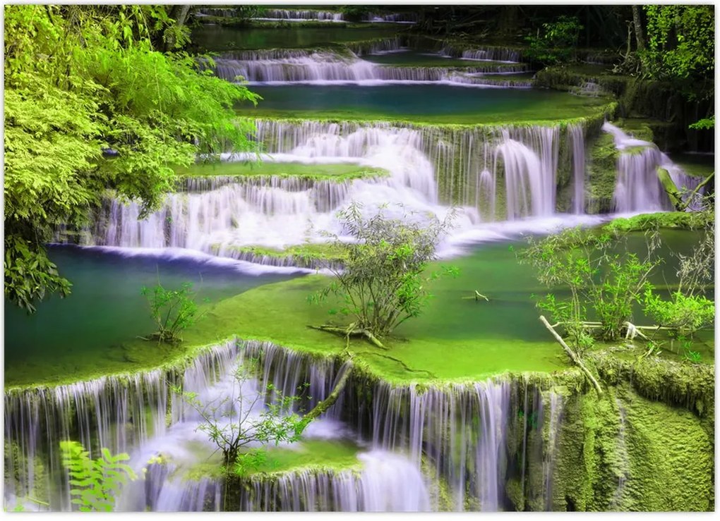 Tablou - Cascada Huay Mae Khamin, Kanchanaburi, Thailanda (70x50 cm)