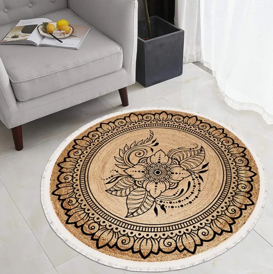 Covor rotund antiderapant, 100x100 cm, COR010