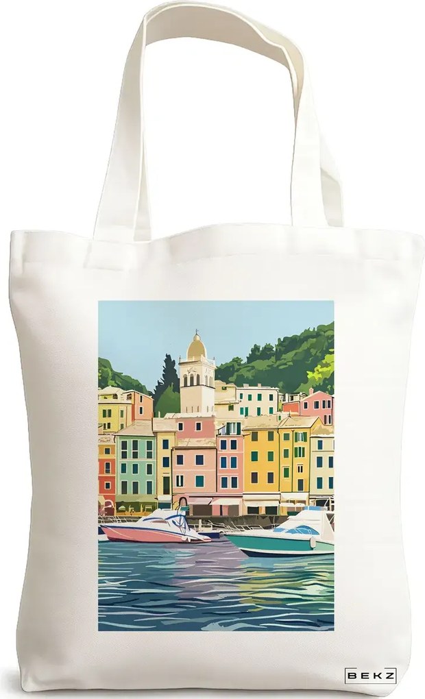 Sacosa de Panza pentru Cumparaturi, Geanta Tote, model Harbor Haven 38 x 34.5 cm, Alba, BEKZ®