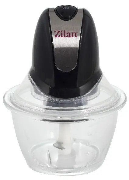 Tocator legume-fructe ZILAN ZLN-8167,Negru putere 300W, vas din sticla 1L, cutit inox, 2 trepte de viteza,