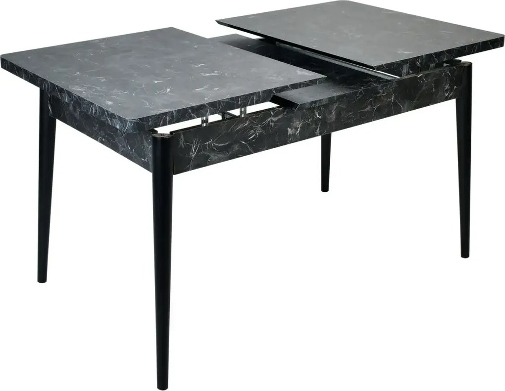 Set masa extensibila cu 6 scaune tapitate Homs cargold 250-30050 negru-VERDE,170 x 80 cm