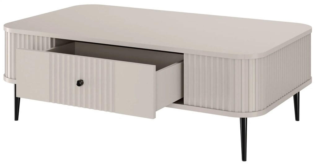 Masă de cafea Vesper 103x60 cm cu sertar - cașmir / picioare negre