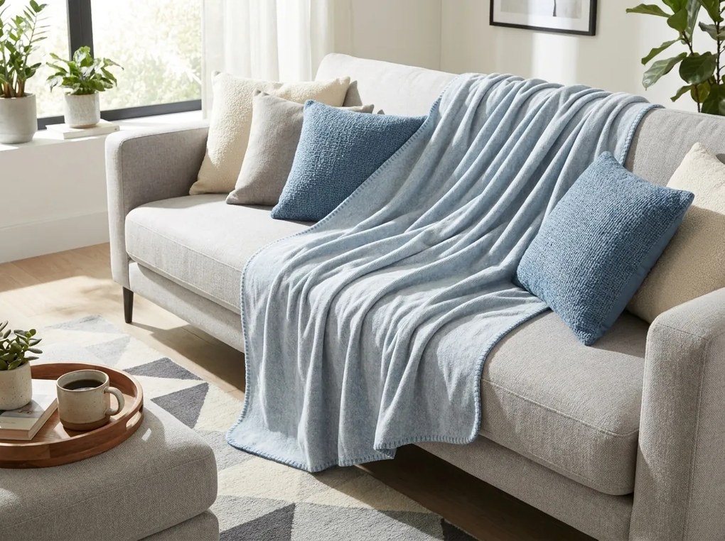 Patura fleece STRIA, svetle seda Dimensiune: 150 x 200 cm