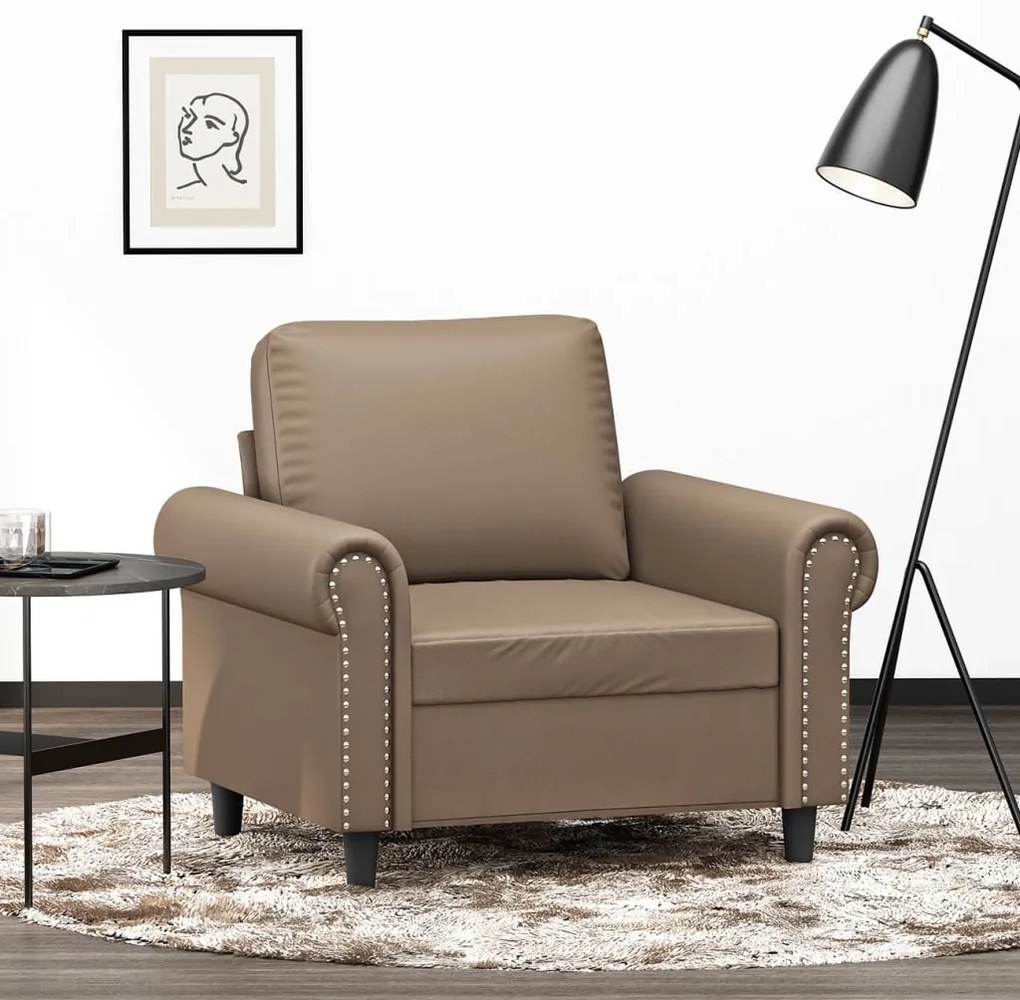 349118 vidaXL Canapea de o persoană, cappuccino, 60 cm, piele ecologică